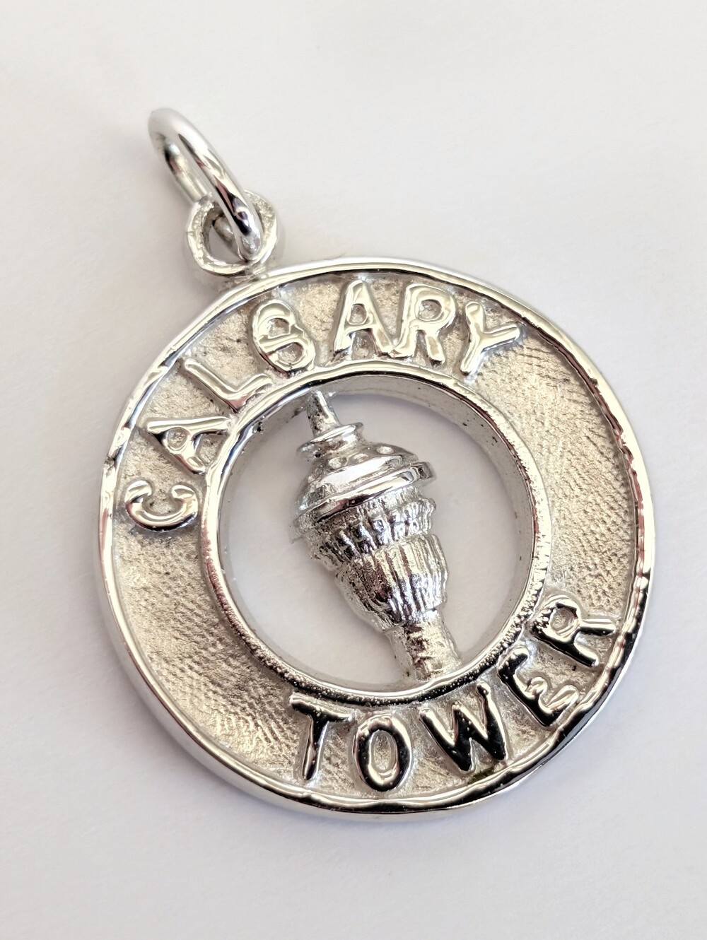 Small Vintage Sterling Silver Calgary Tower Charm Pendant- Necklace or Bracelet